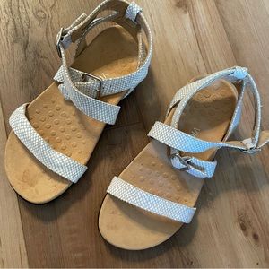 Vionic white leather snakeskin wide fit footbed sandals